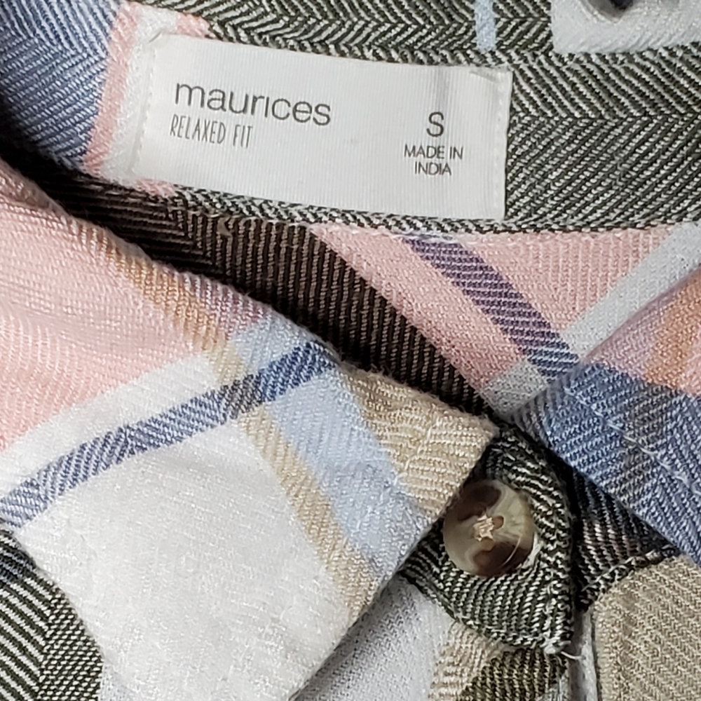 Maurices Small Flannel Button Down Plaid Shirt Fl… - image 3